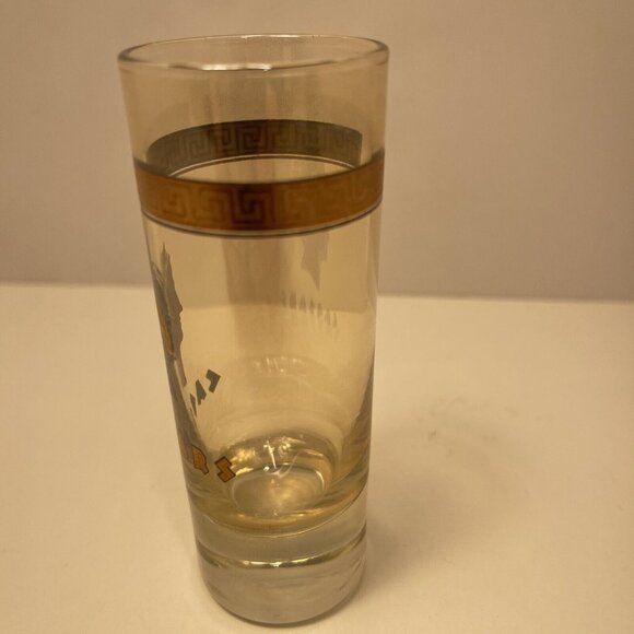 Vintage Caesars Palace Gold Trim Glass Tumbler With Roman Head Design - Picture 2 of 7